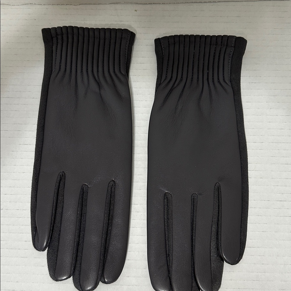 Elegant Dark Gray Suede Driving Gloves